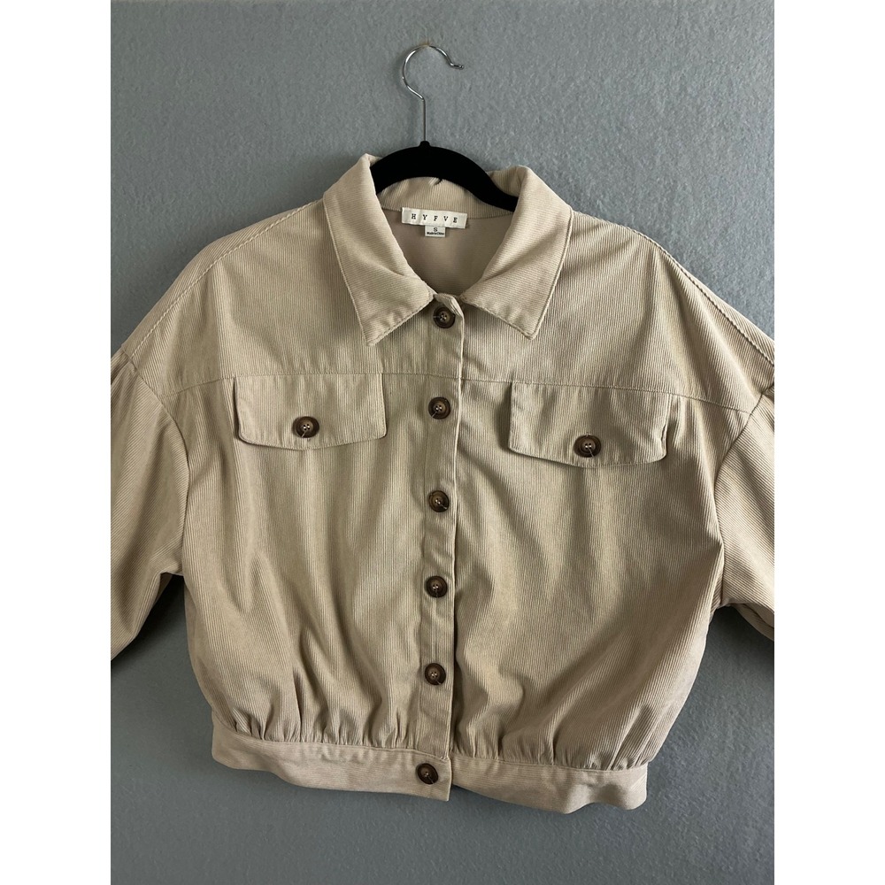 HYFVE Jacket Women's Small Corduroy Cropped Jacket Button Front Pockets